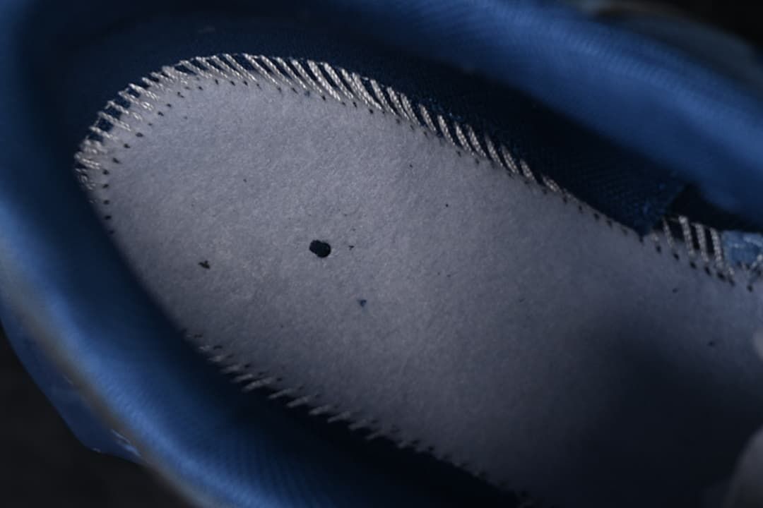 Close-up of the sneaker interior lining and stitching
