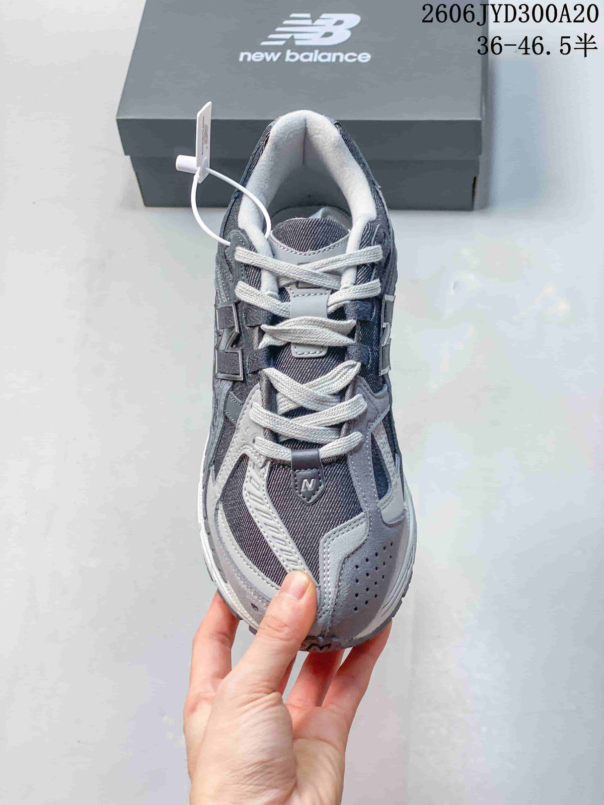 Top view of a grey New Balance 1906 sneaker