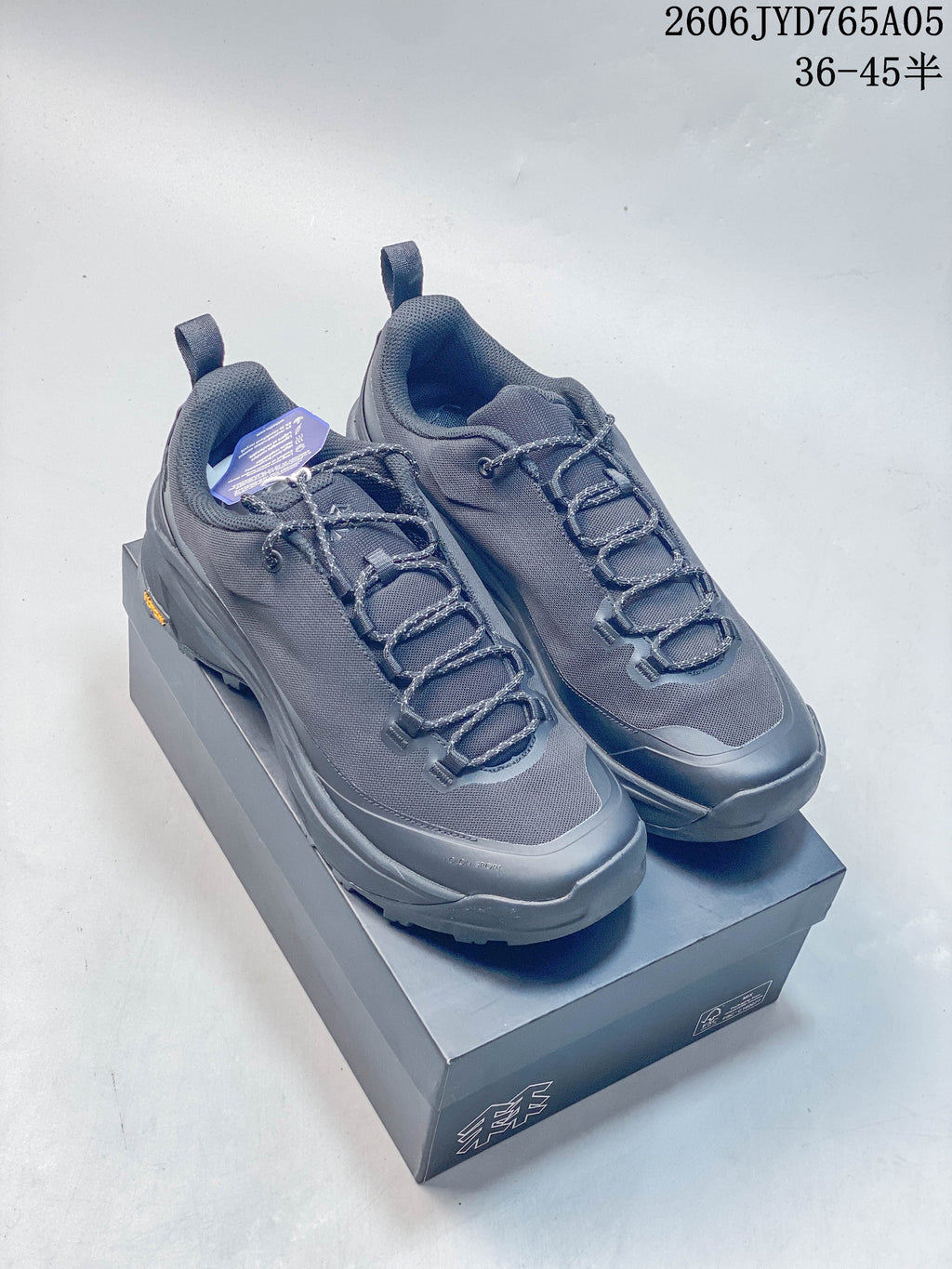 Pair of dark gray Kolon Sport MA Approach Venti hiking shoes shown from above at an angle