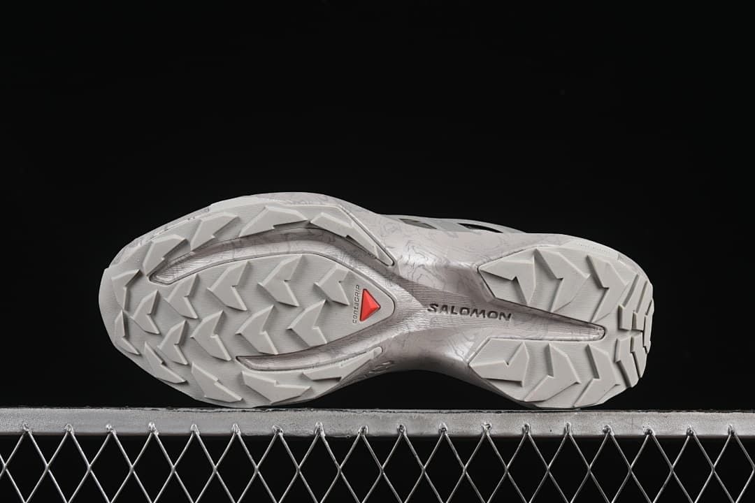 Underside view showing the lugged outsole