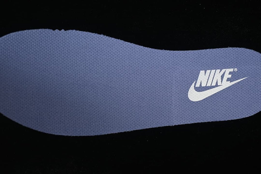 Close-up of a blue insole with Nike branding