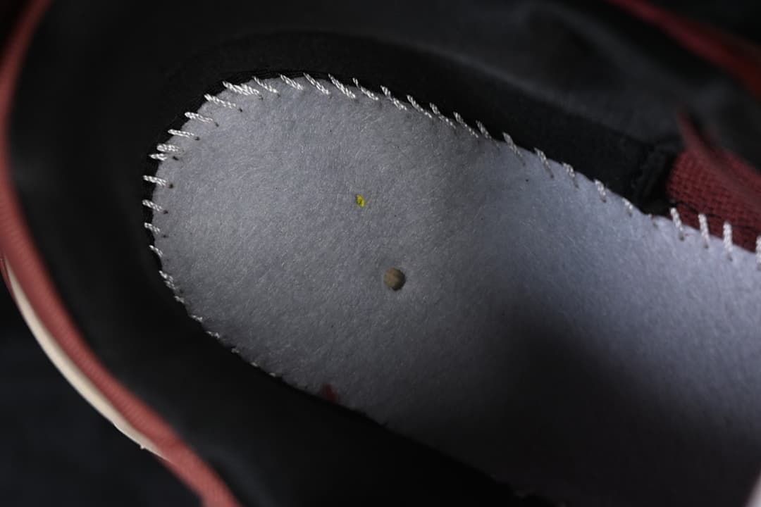 Close-up inside the shoe showing the insole edge and lining