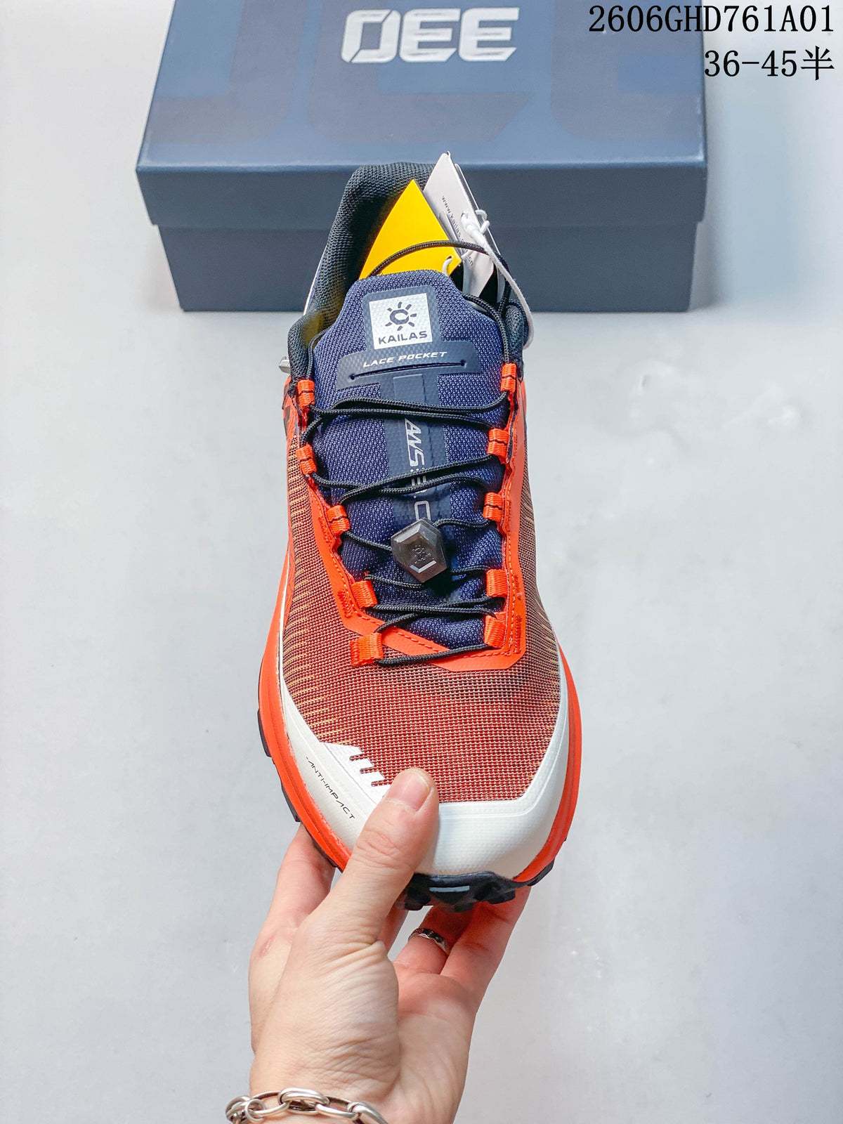 Front view of the Kailas FUGA EX330 showing its tongue lace pocket and quick-lace system