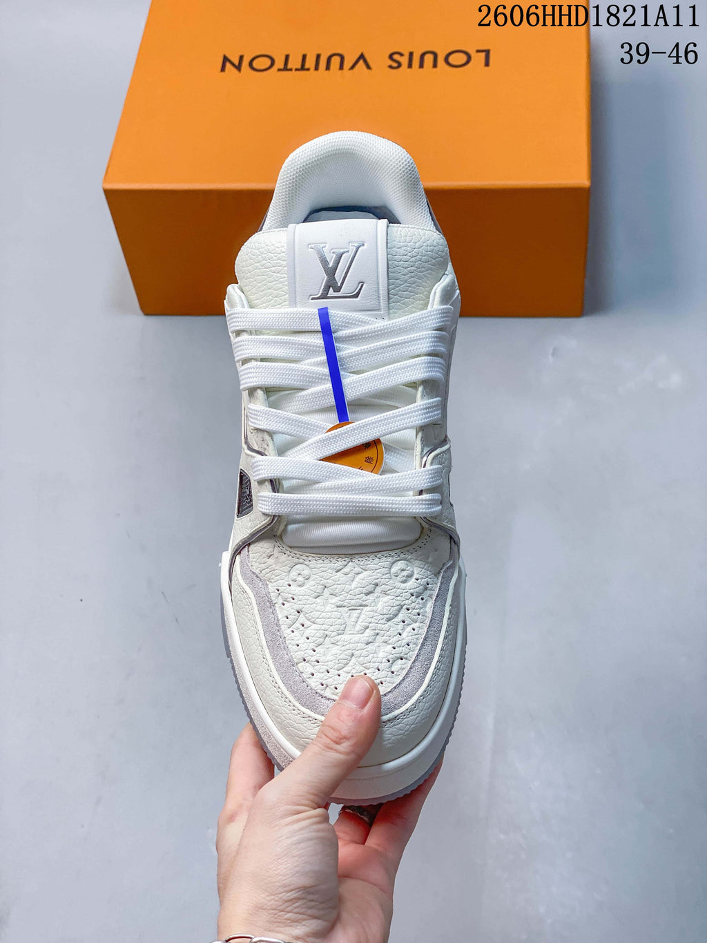 Top view showing the laces, tongue detail, and perforated toe panel.