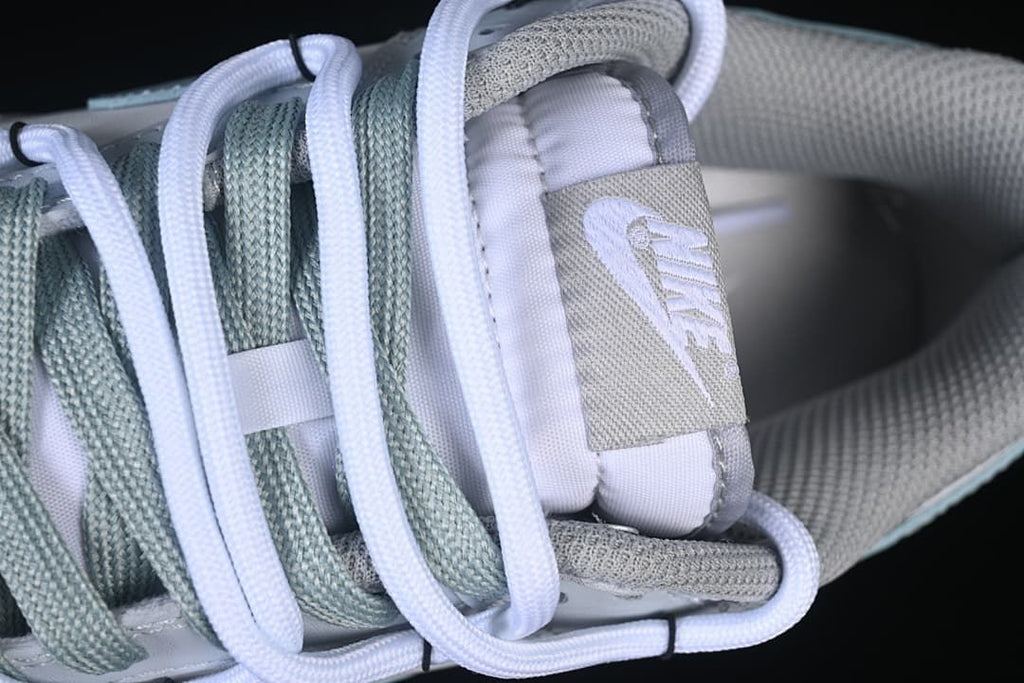 Close-up of tongue label and contrasting laces