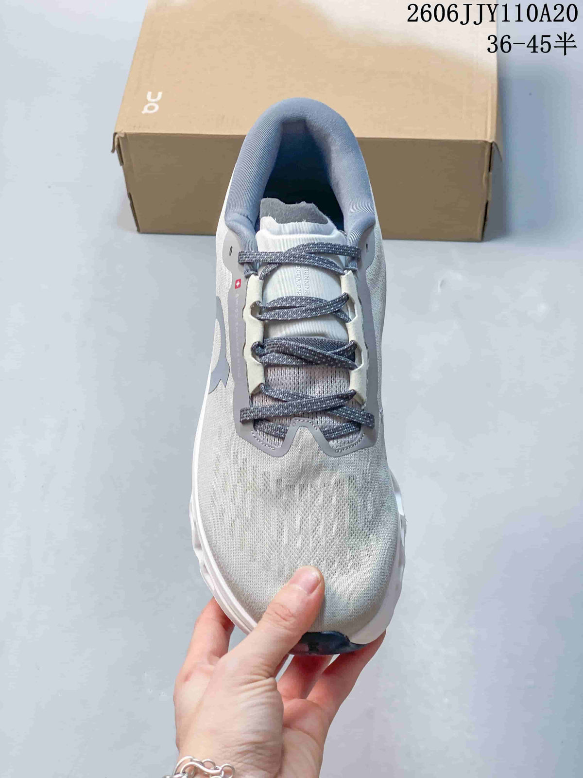 Top view of the shoe showing the laces and upper