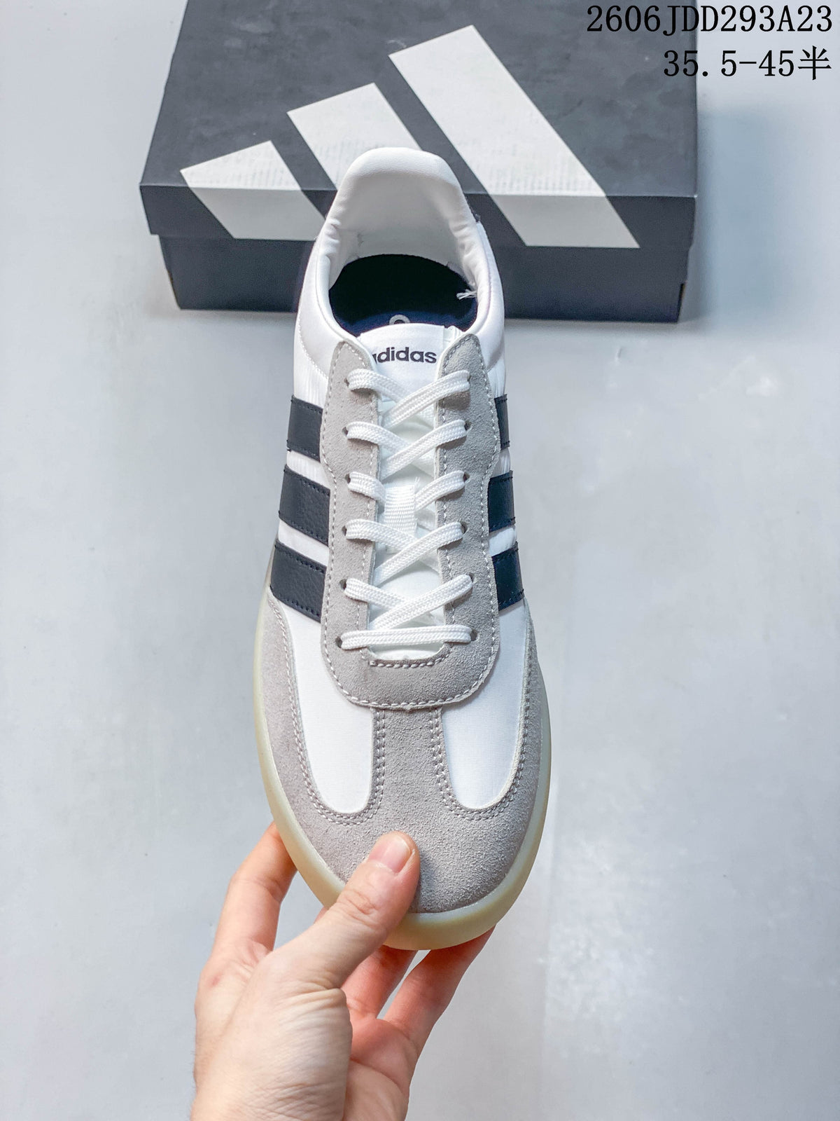 Top view of the sneaker showing its lace-up front and contrasting overlays