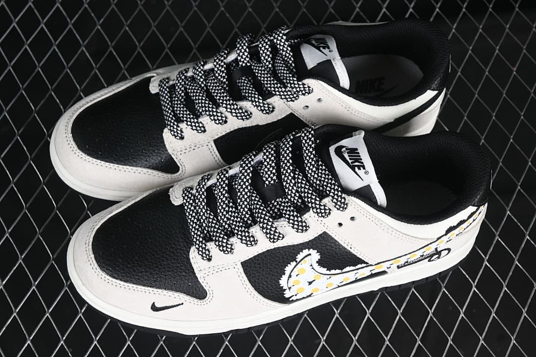 Pair of Nike SB Dunk Low sneakers displayed from above