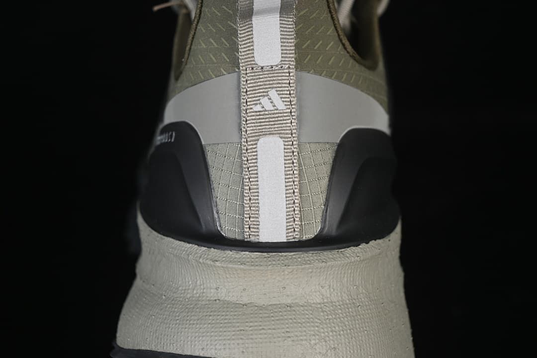 Rear view highlighting heel pull tabs and layered heel design
