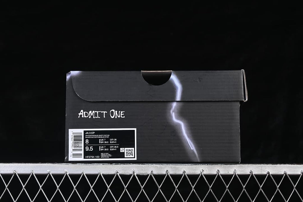 Shoe box label showing Ja 3 EP and style code HF2794-100