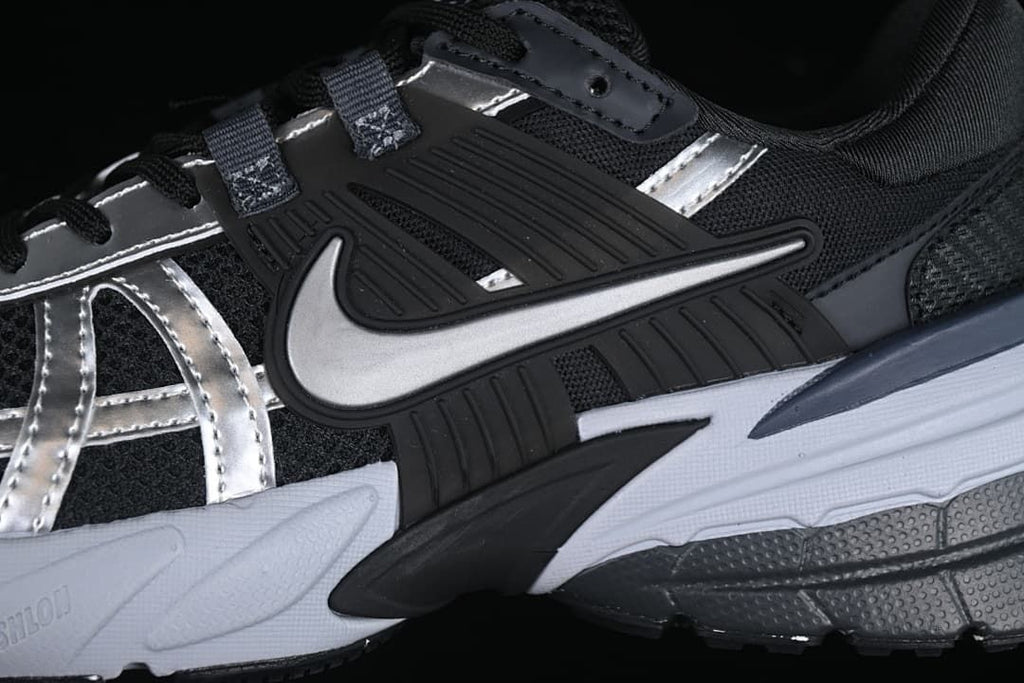 Close-up of the side panels, silver accents, and Nike logo