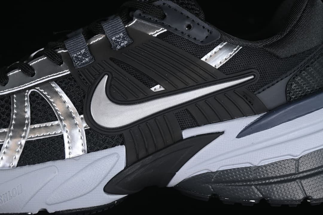 Close-up of the side panels, silver accents, and Nike logo