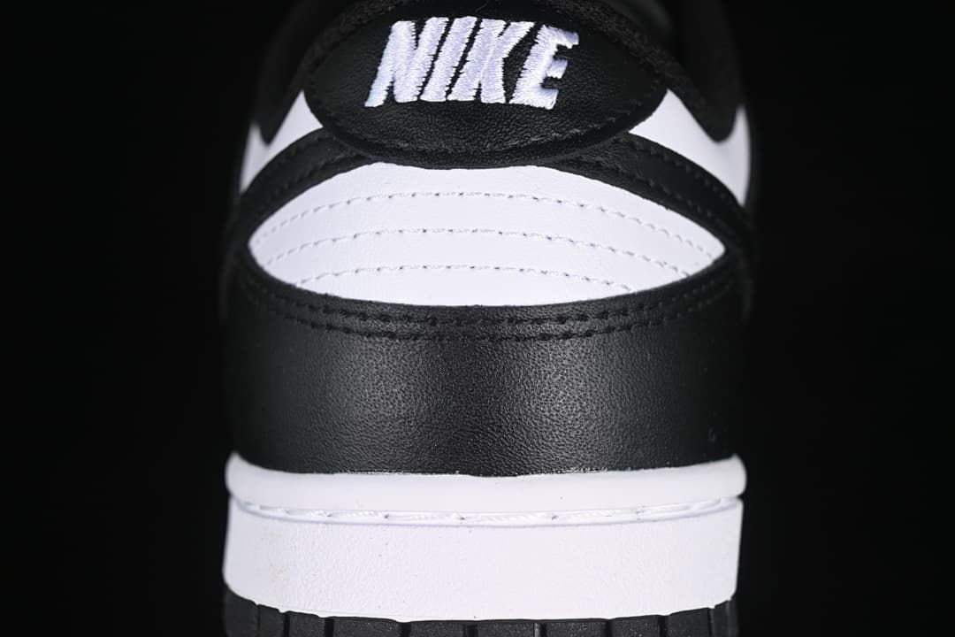 Rear view detail of the black-and-white sneaker heel