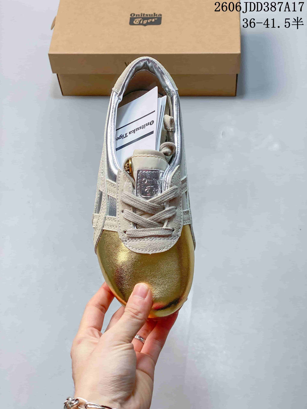 Top view showing the rounded toe and lace-up front