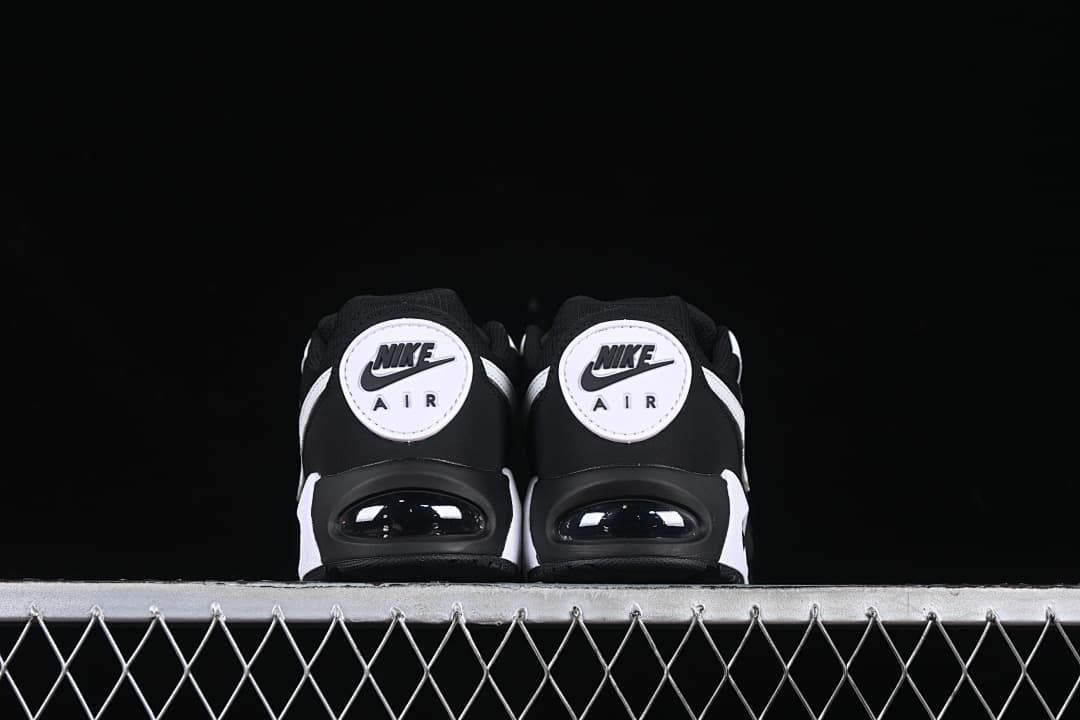 Rear view of both shoes showing heel branding and Air units