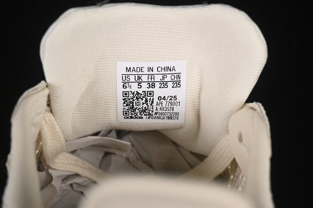 Tongue size label showing US 6½, UK 5, FR 38, JP 235 and CHN 235.