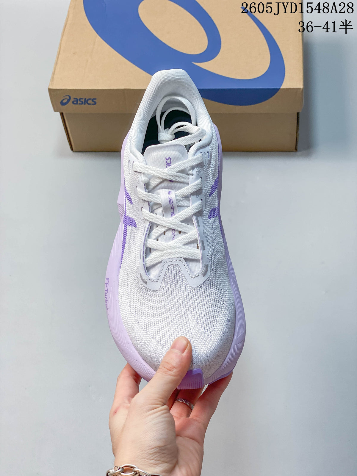 Top view of the shoe showing its lace-up design and textured upper