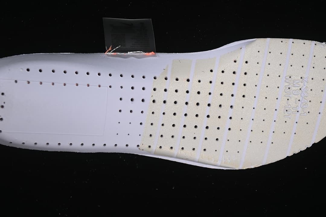 Underside view of the perforated shoe insert