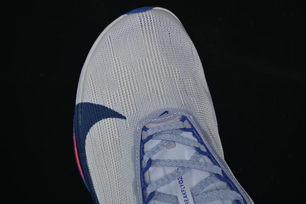 Close-up of the toe box and lace-up upper.