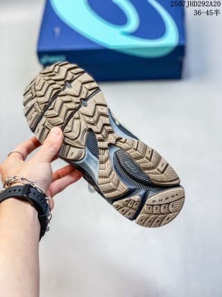 Underside view showing the rugged patterned outsole of the ASICS Gel-Kahana 8 FL sneaker.