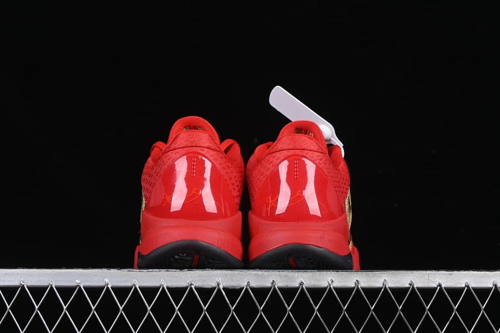 Rear view showing red heel counters