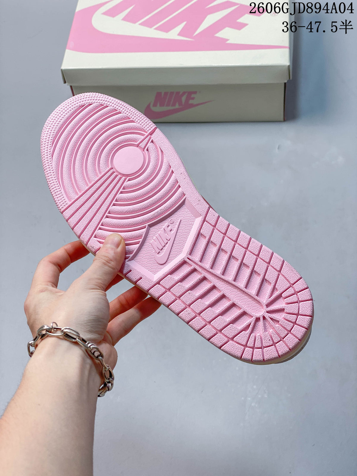 Close-up of the pink outsole tread on the low-top sneaker