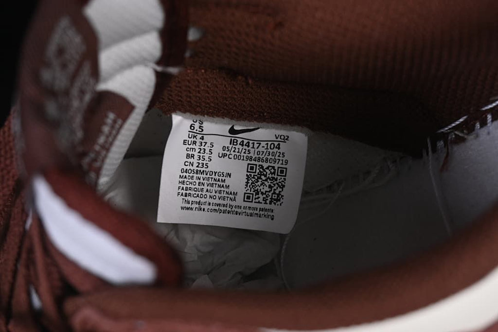 Inside size label showing EUR 37.5 and style code IB4417-104