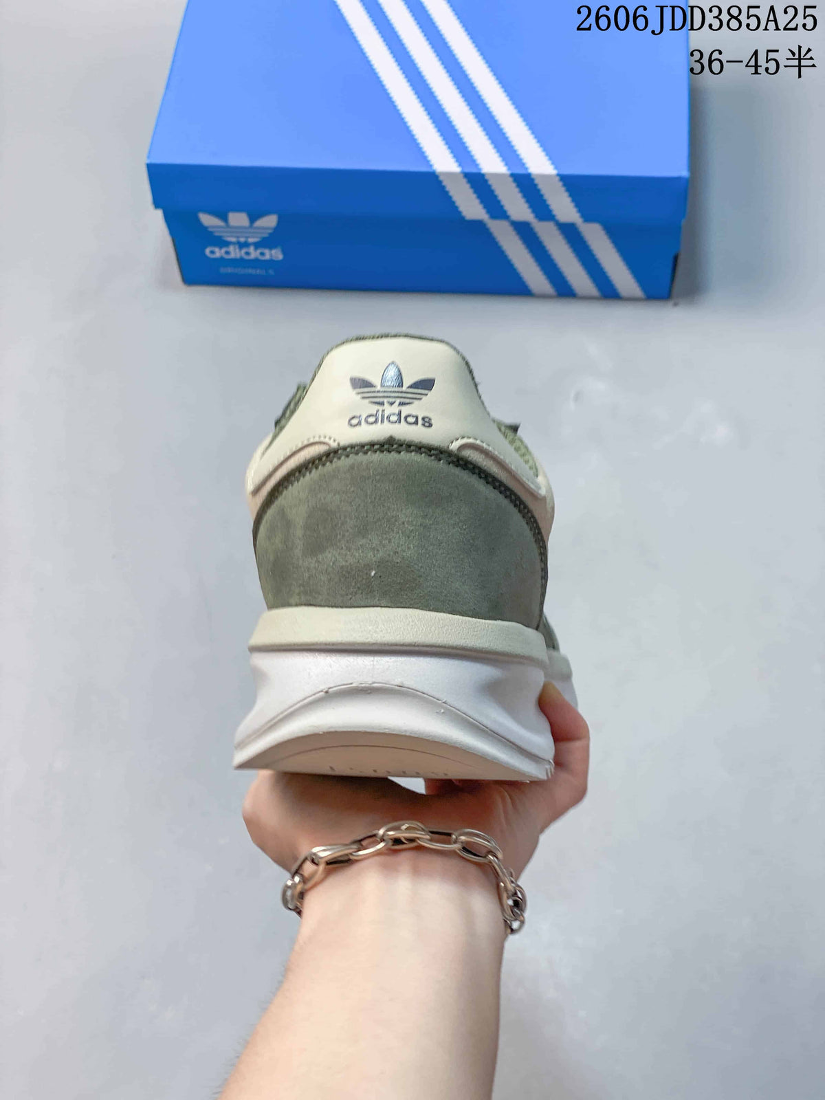 Rear view of the adidas SL 72 sneaker with cream heel detail