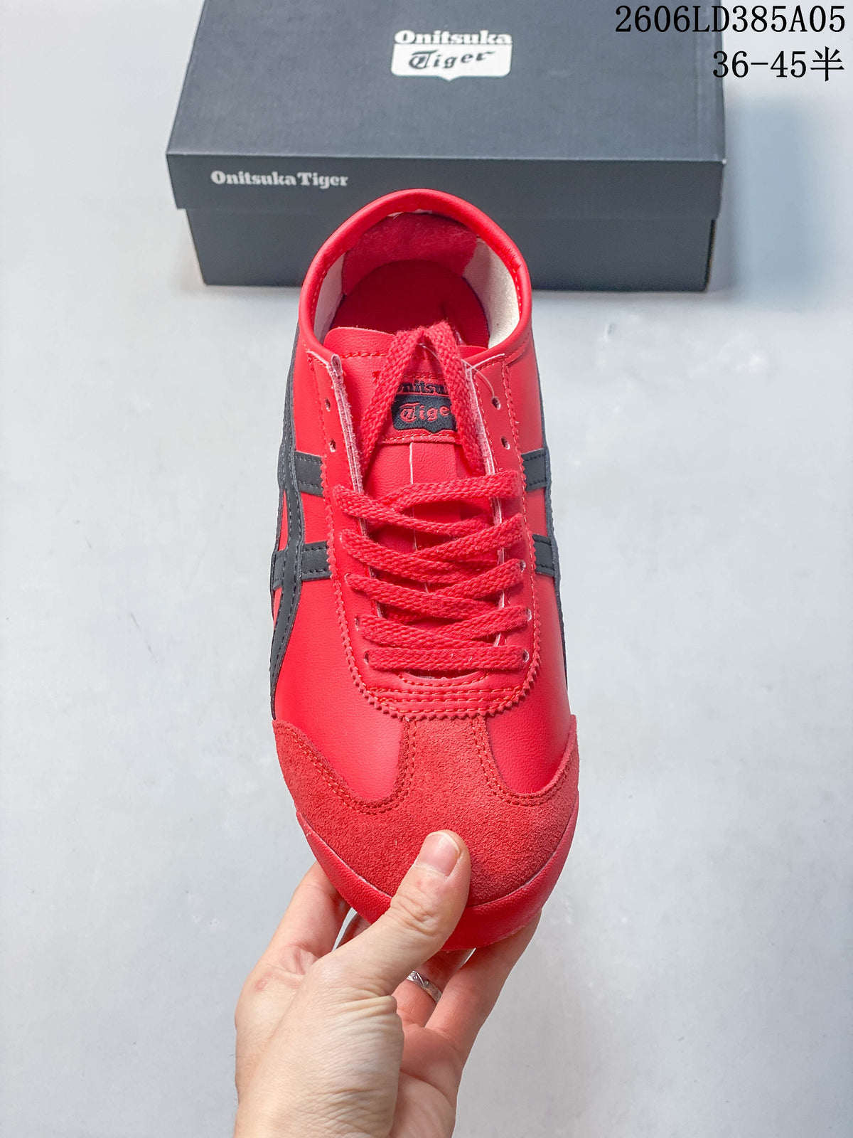 Top view of the sneaker showing its laces and suede-look toe panels
