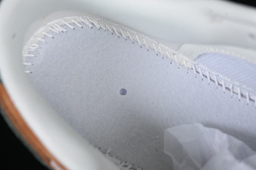 Close-up of the shoe interior and stitching