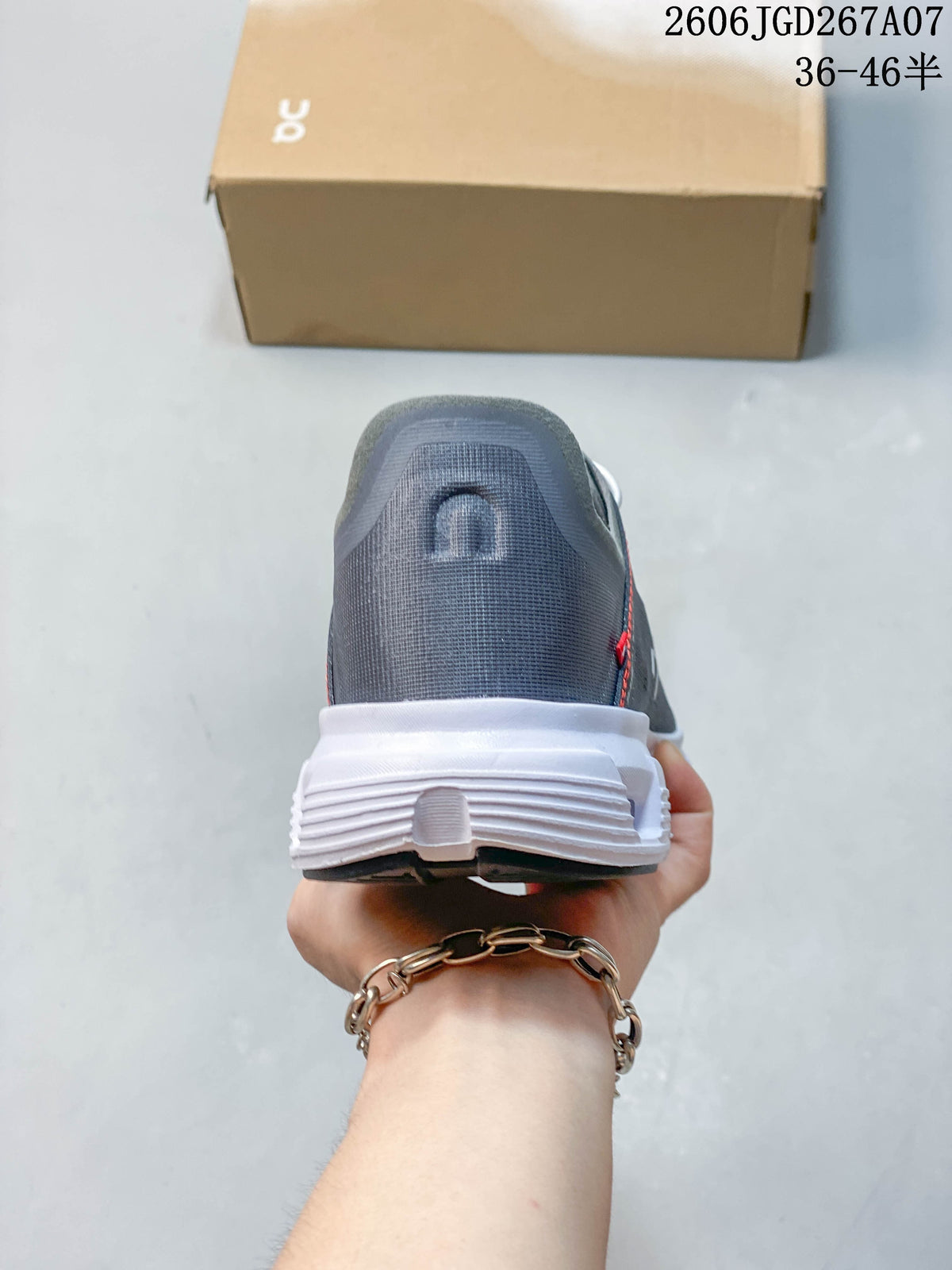 Rear view of the sneaker showing its heel and white outsole.