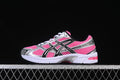 Side profile of pink, silver, and black ASICS GEL-1130 sneakers.