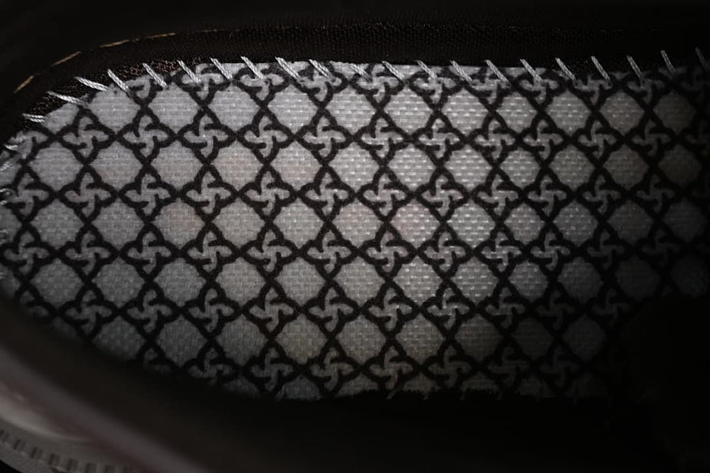 Close-up of the patterned interior lining