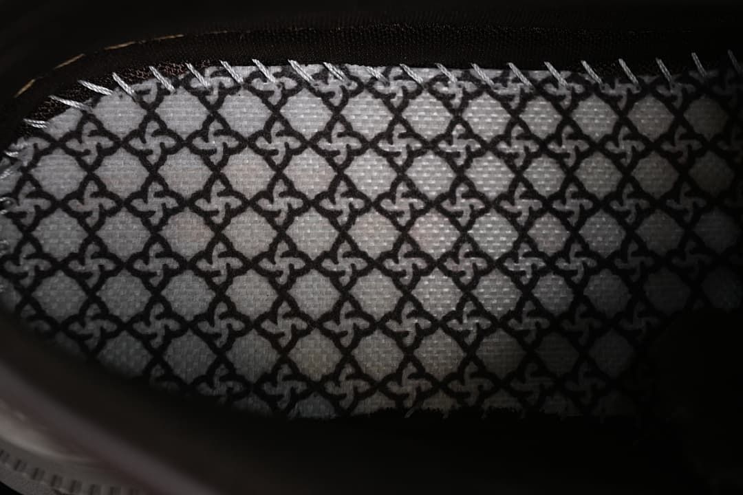 Close-up of the patterned interior lining