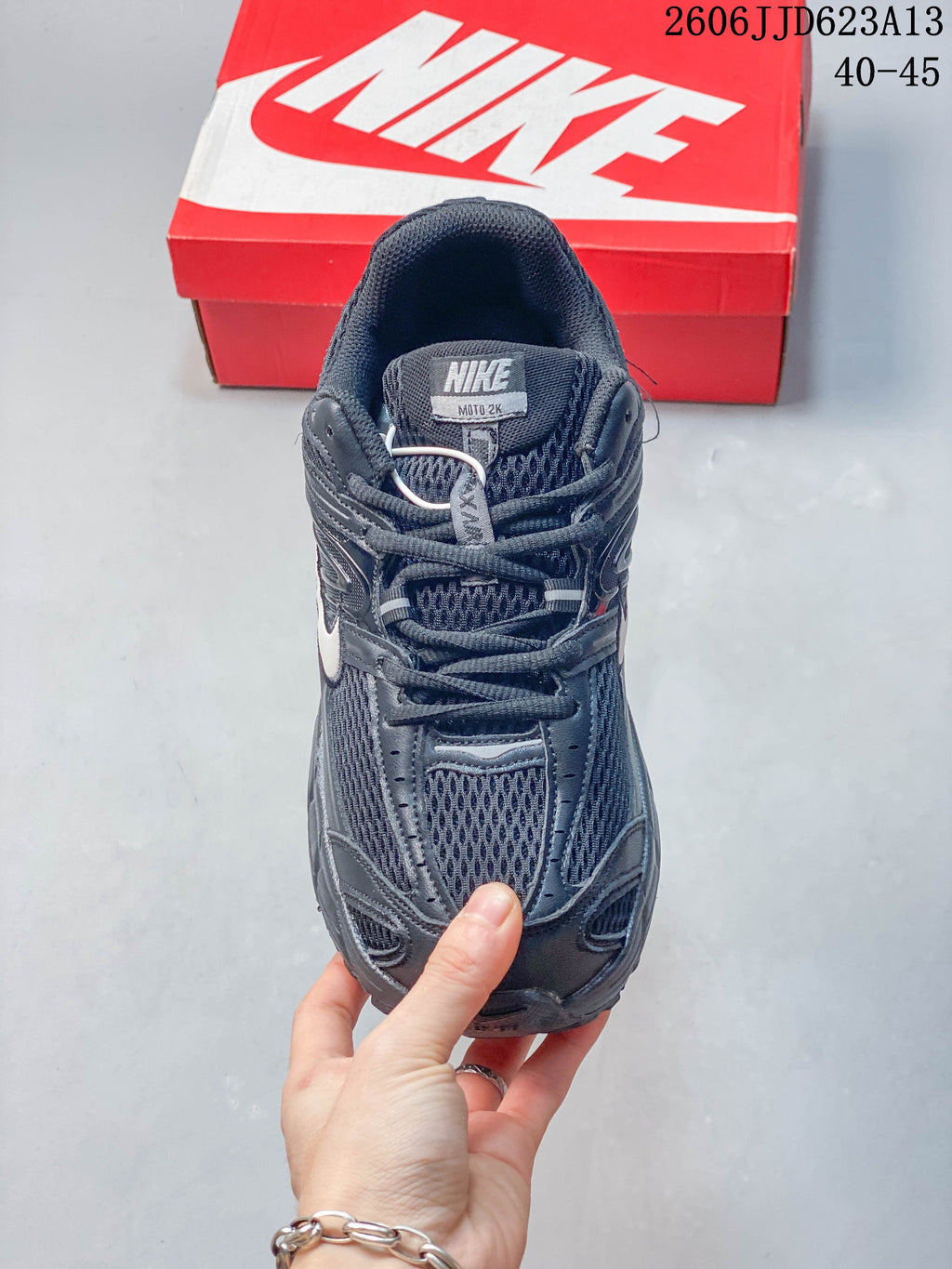 Top view of the Nike Air Max Moto 2K showing its mesh-look upper and laces