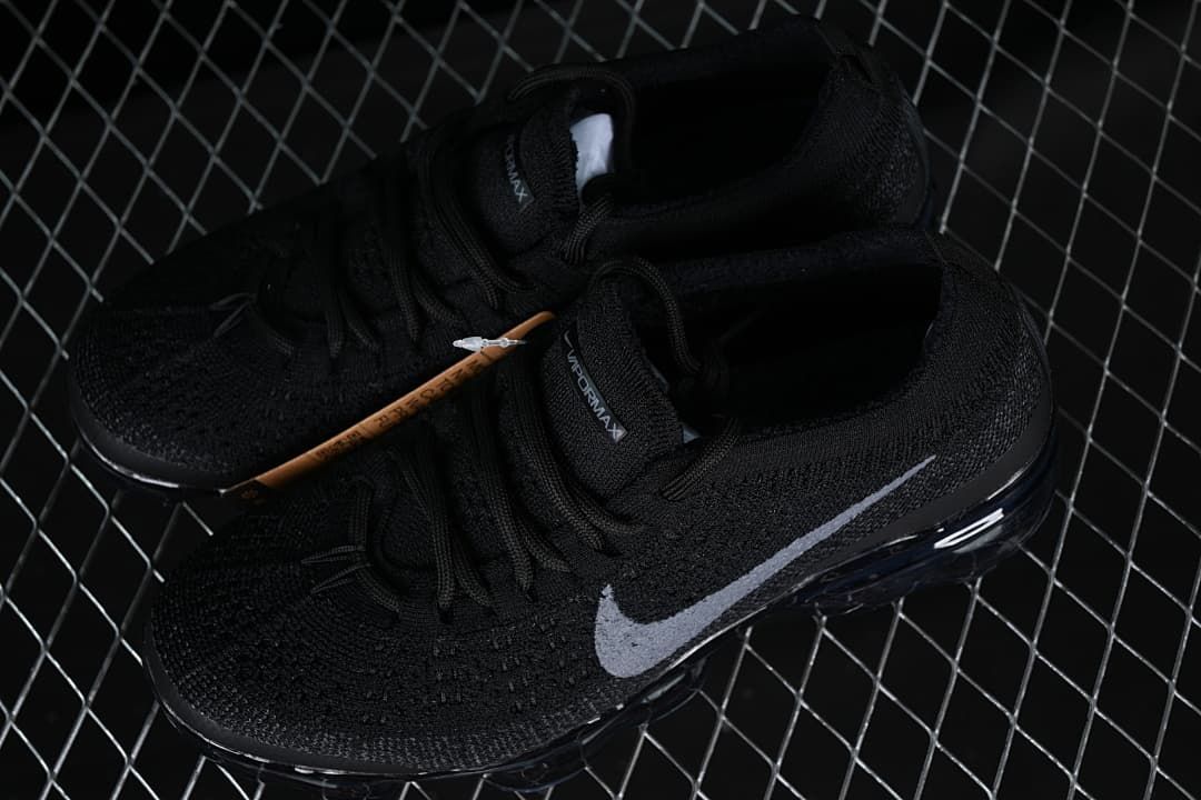 Pair of black VaporMax 2023 Flyknit sneakers viewed from above