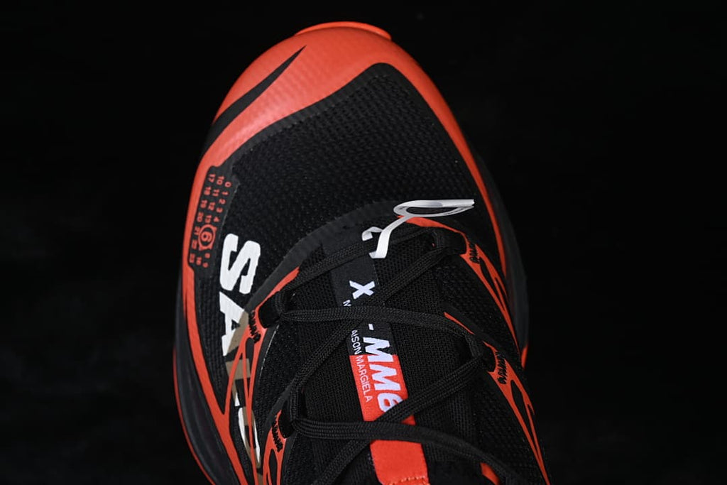 Top-down view of the shoe toe and lace area
