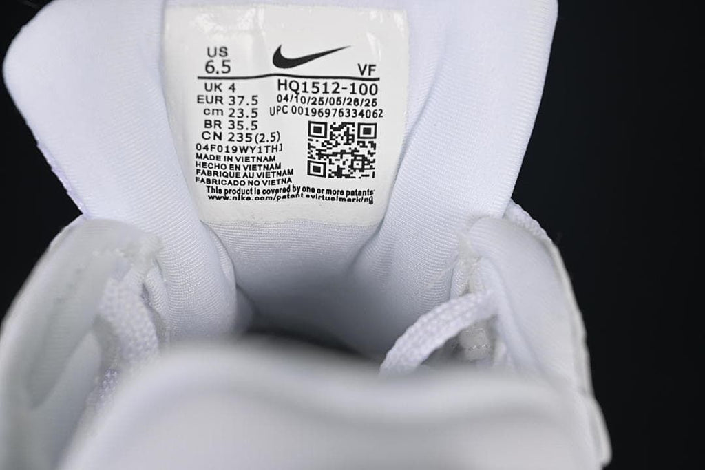 Tongue size label showing a sample size of EU 37.5 and other size conversions.