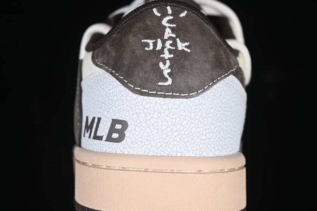 Rear view showing MLB graphics and a dark brown heel panel