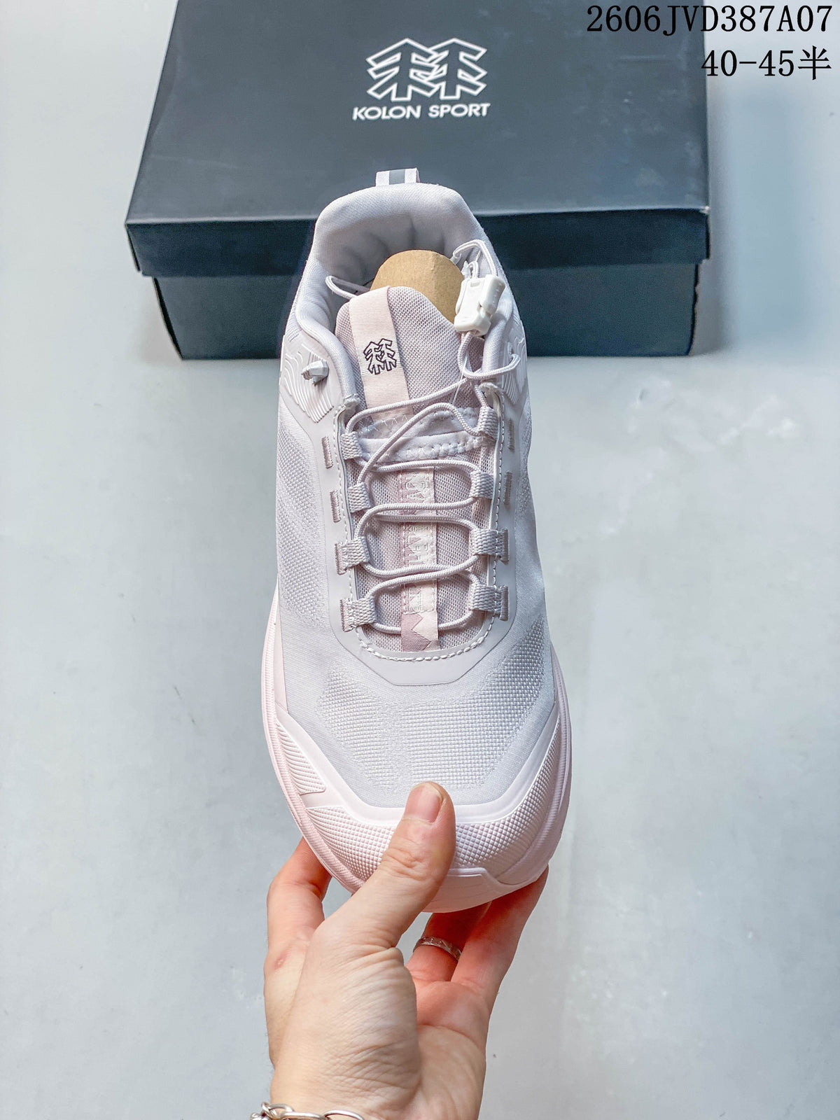 Top view showing the lacing and tongue of a Kolon Sport sneaker