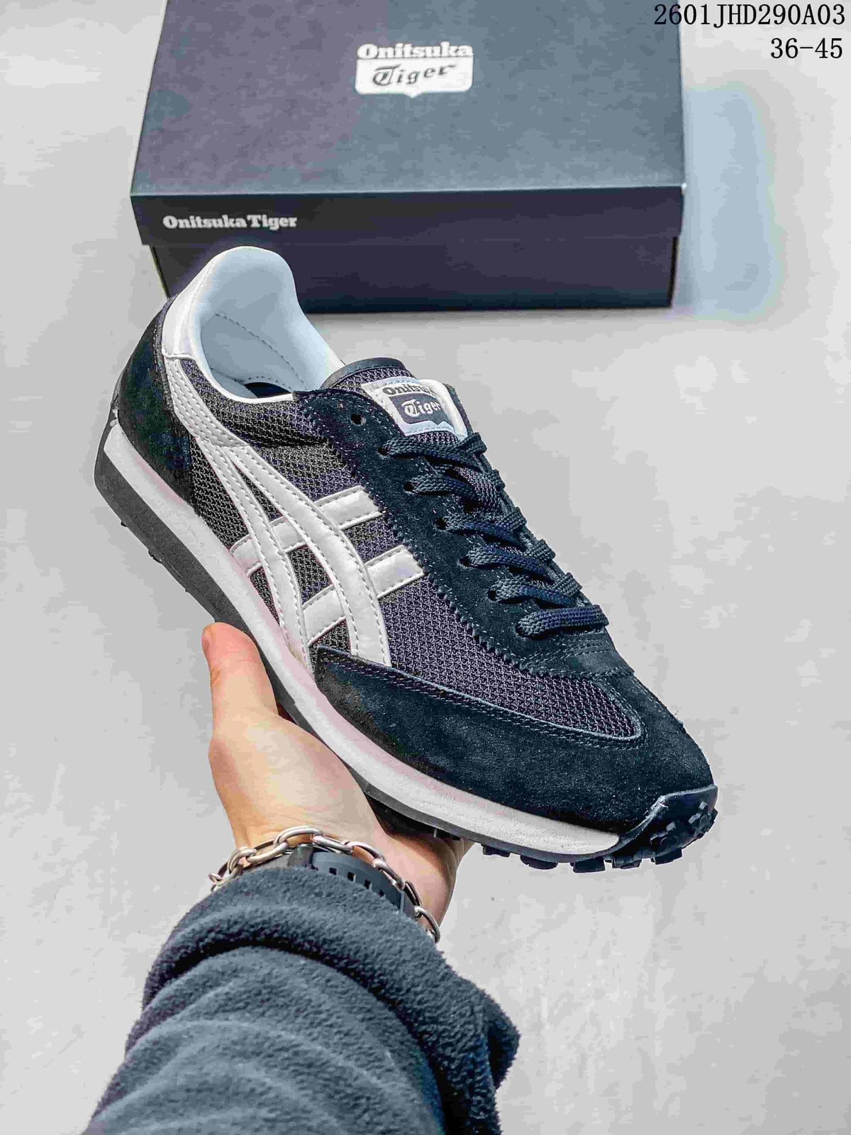 Dark navy Onitsuka Tiger EDR 78 sneaker with white side stripes.