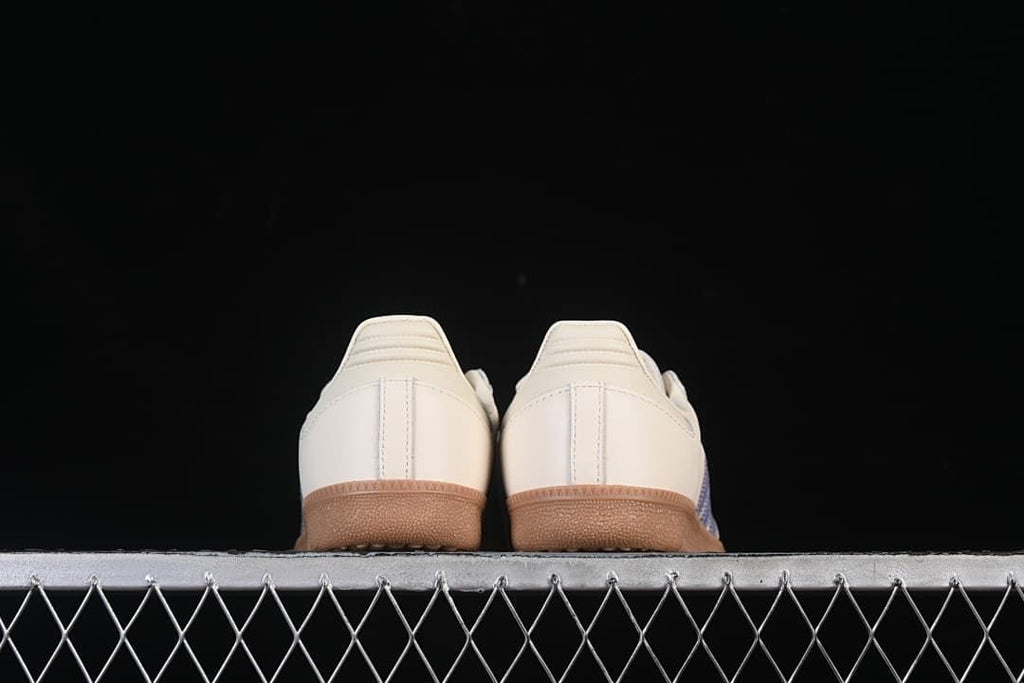 Rear view of the pair showing the heels and gum-colored soles