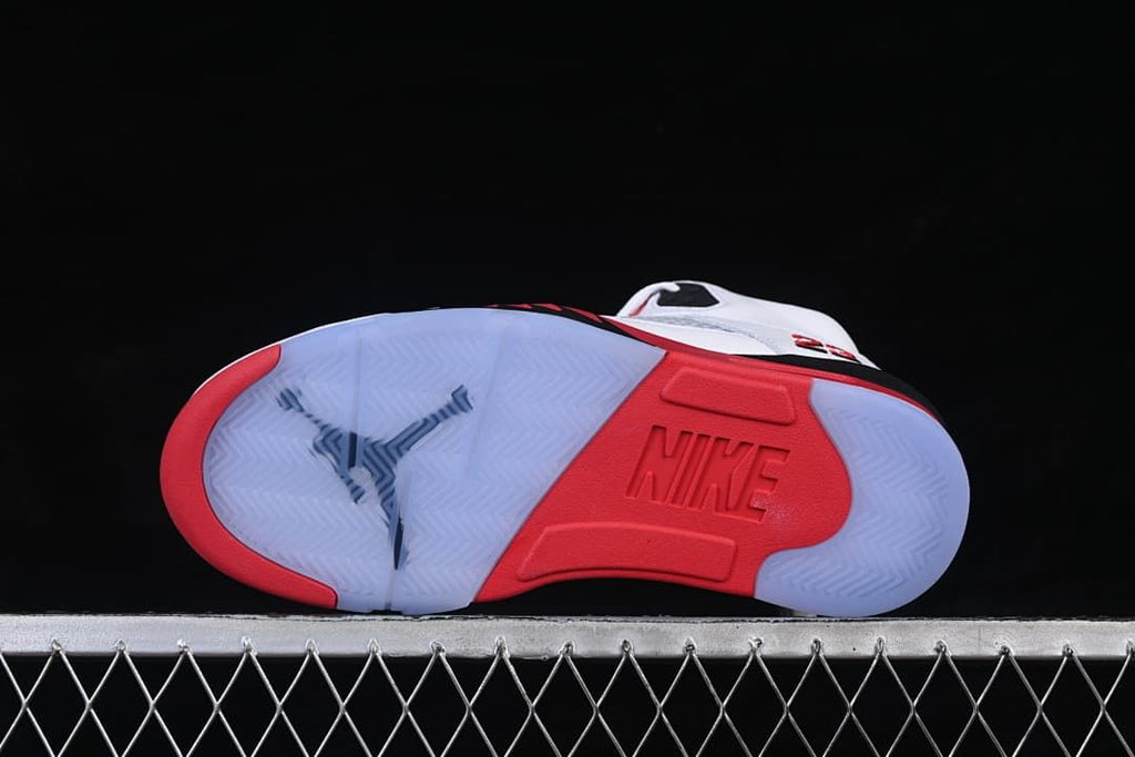 Underside showing the red and translucent blue outsole