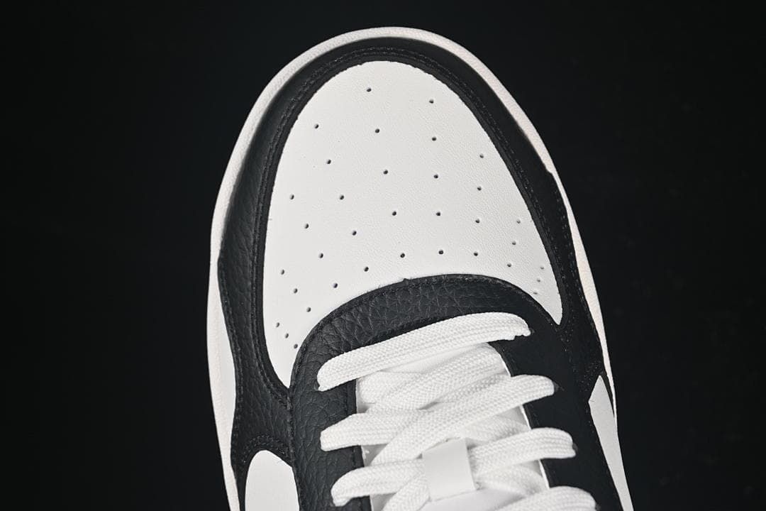 Top view showing the perforated toe and lace-up front