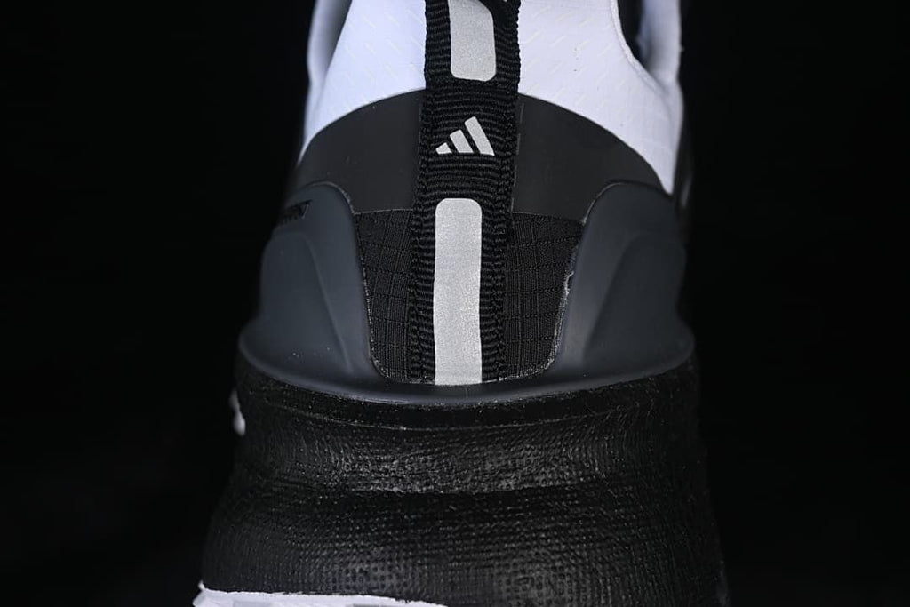 Rear view showing the heel pull tab and heel counter