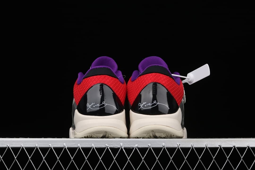 Rear view of the pair showing red heel fabric and signature panels