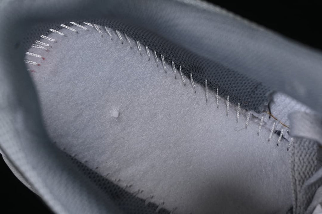 Close-up of the sneaker interior lining and stitching
