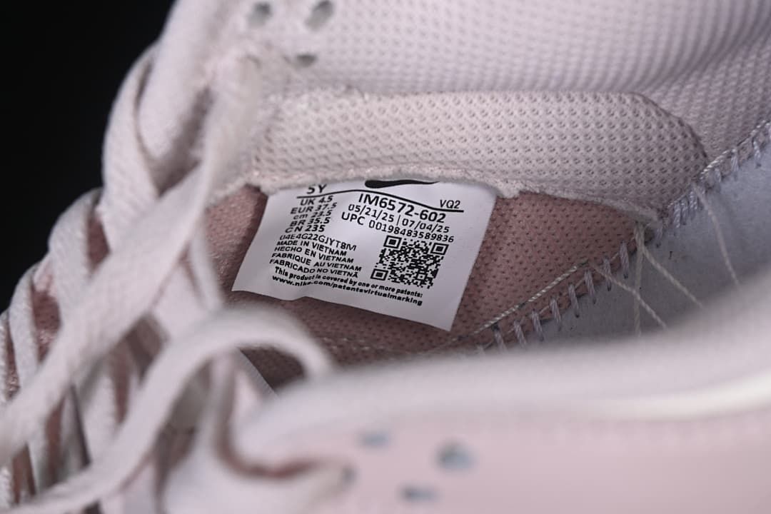 Close-up of the size label inside the sneaker