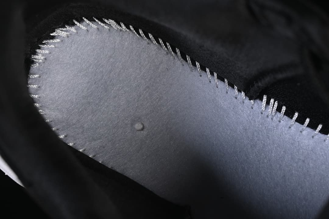 Close-up of stitching inside the shoe.