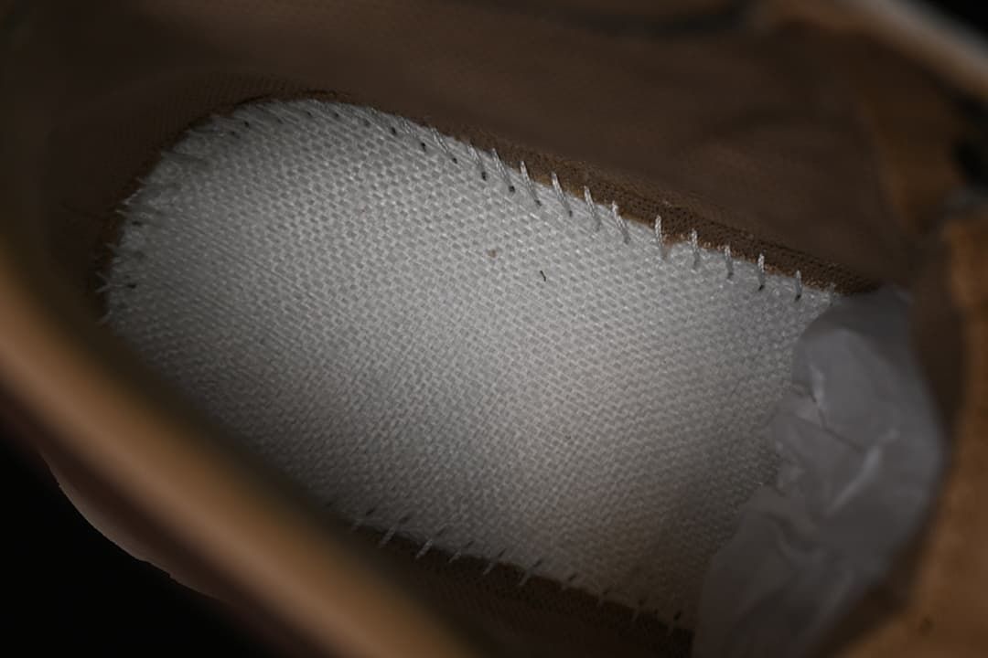 Close-up of the boot's interior lining and construction